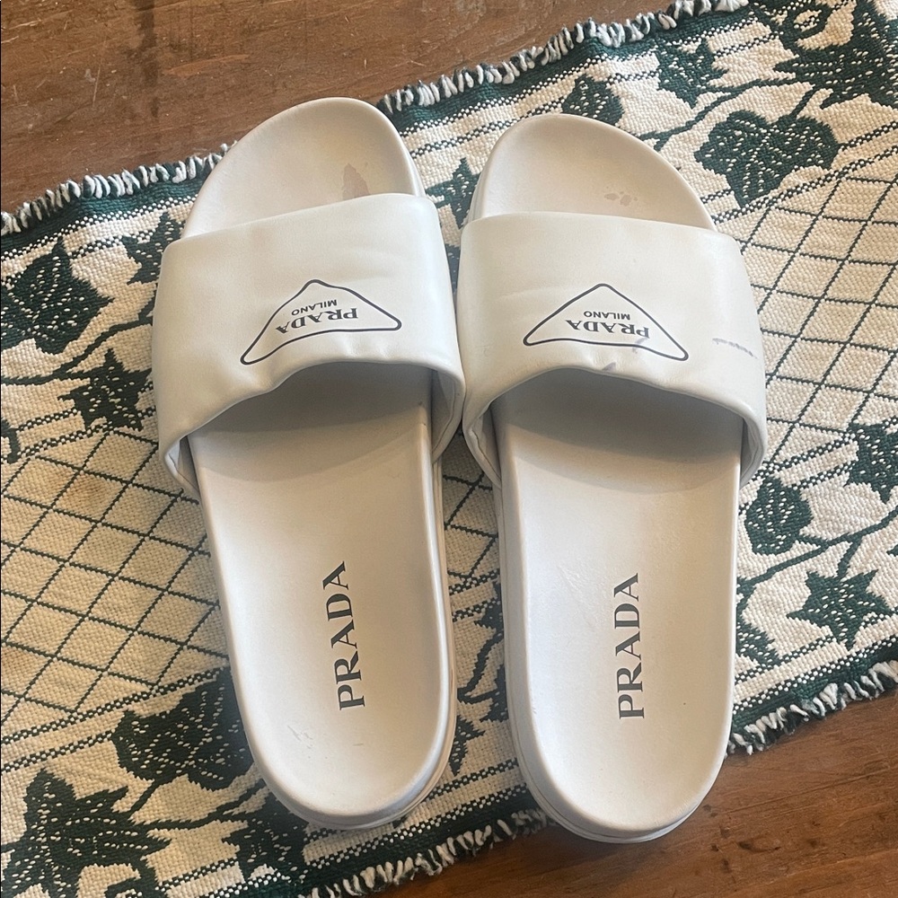 Prada White Logo Slide Sandals size 40.5, 10.5 US - Picture 3 of 12
